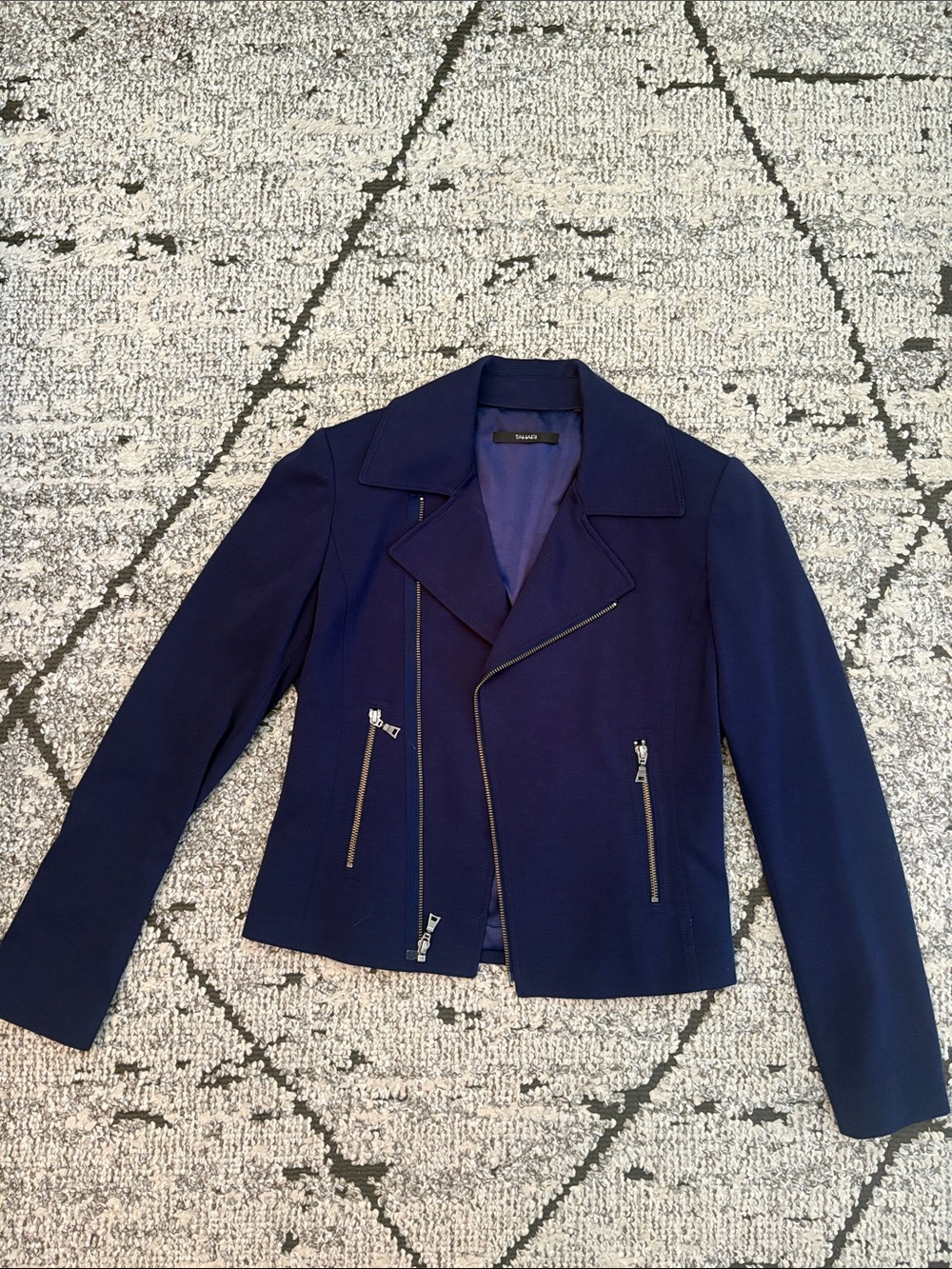 Tahari Modern Navy Women's Moto Jacket